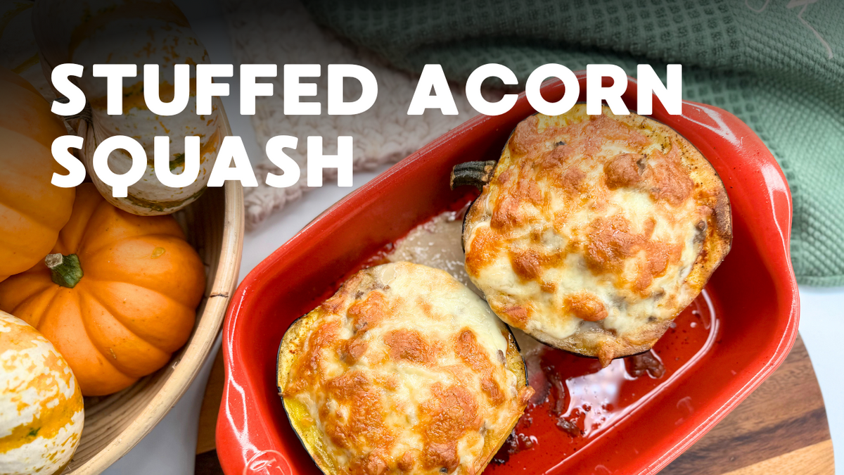 Stuffed Acorn Squash with Ground Beef and Cheese