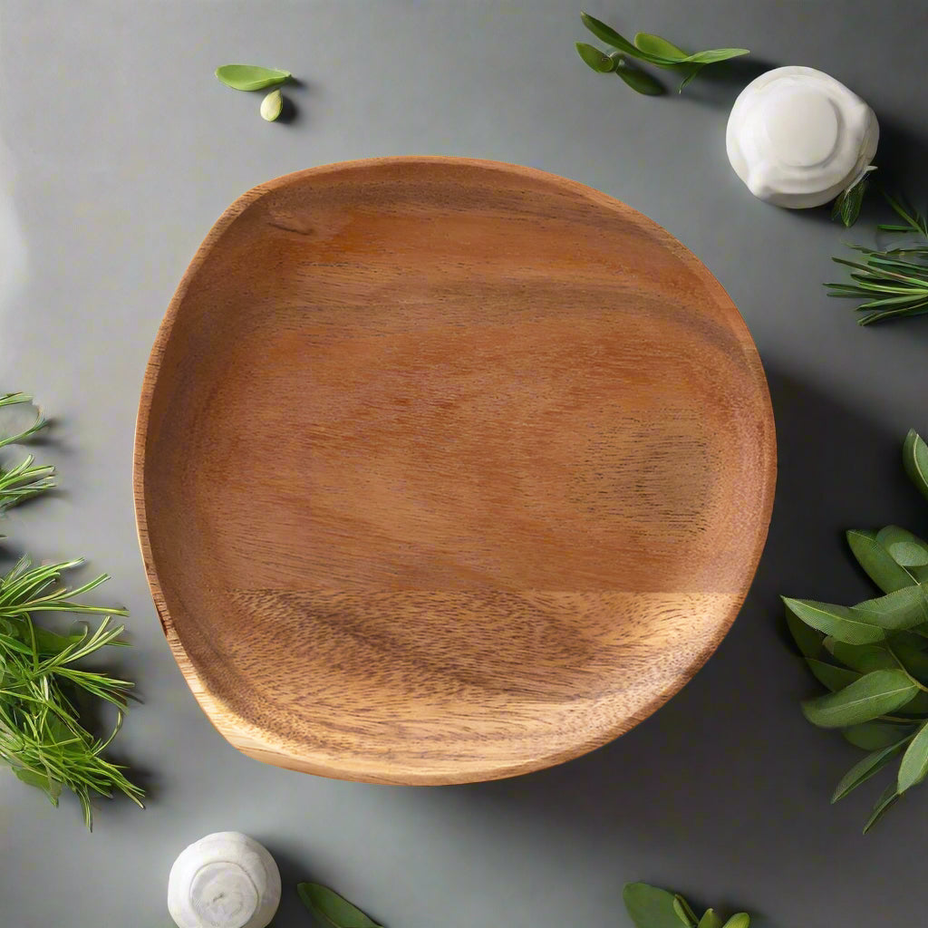 Acacia Wooden Tray – Irregular Dinner Plate, Cake Serving Tableware