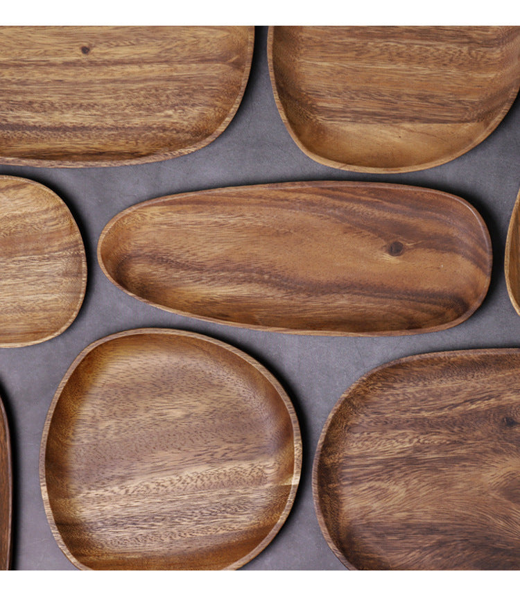 Walnut Wooden Snack & Sushi Plate – Irregular Rectangular Tea & Fruit Serving Tray