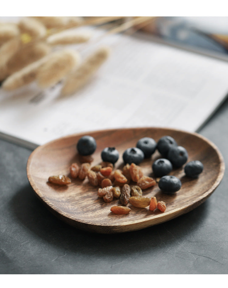 Walnut Wooden Snack & Sushi Plate – Irregular Rectangular Tea & Fruit Serving Tray
