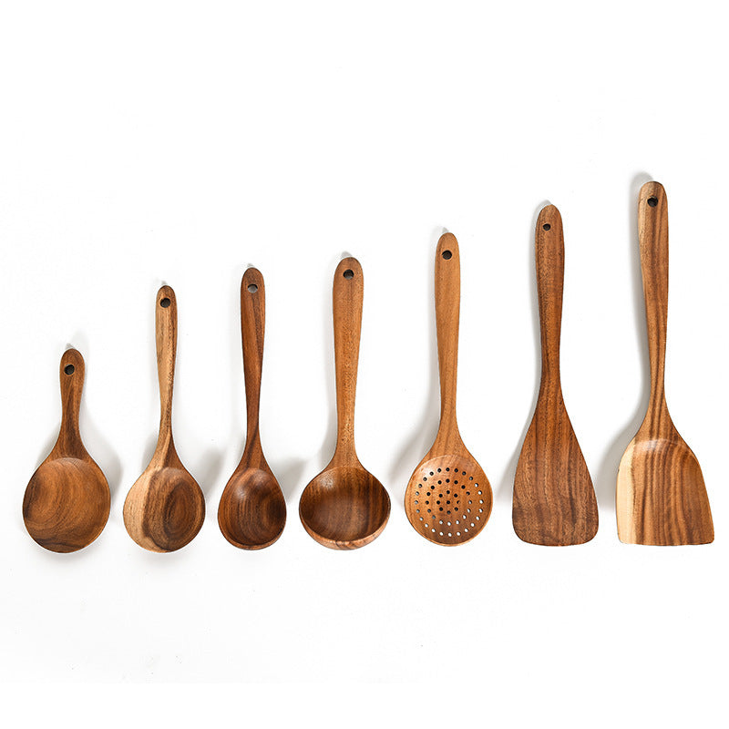 Teak Wood Cooking Utensil Set of 7