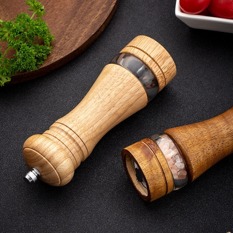 Rubber Wood Manual Pepper Grinder – Handheld Salt & Pepper Mill