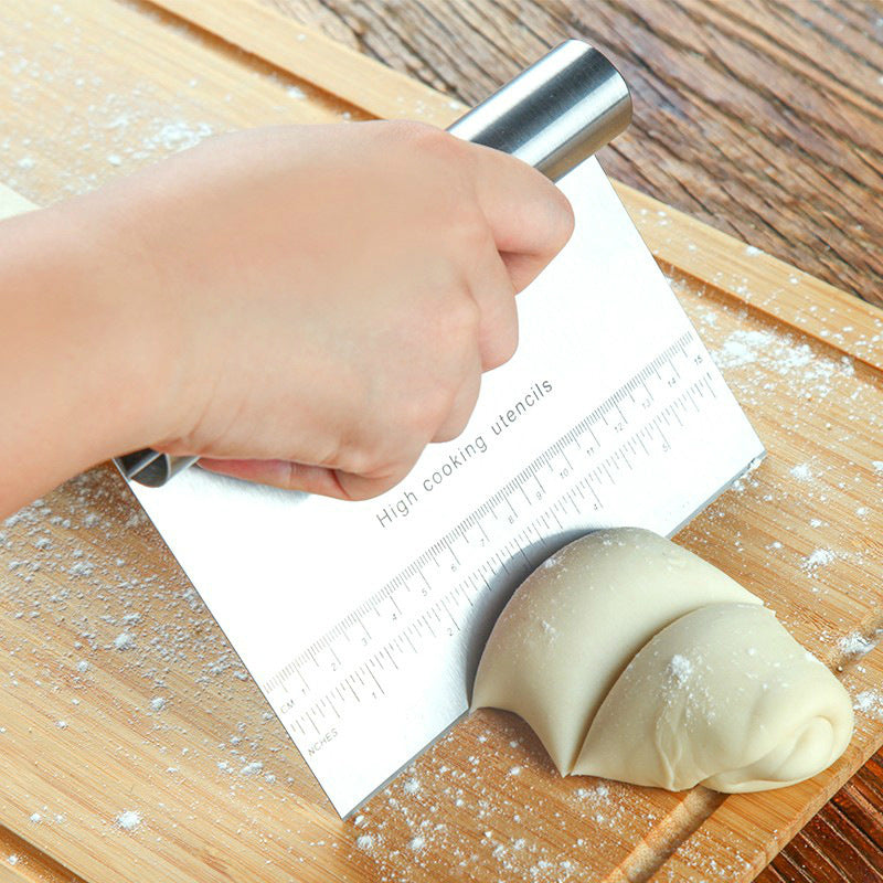 Stainless Steel Dough Scraper with Scale – Pastry, Pizza & Baking Tool