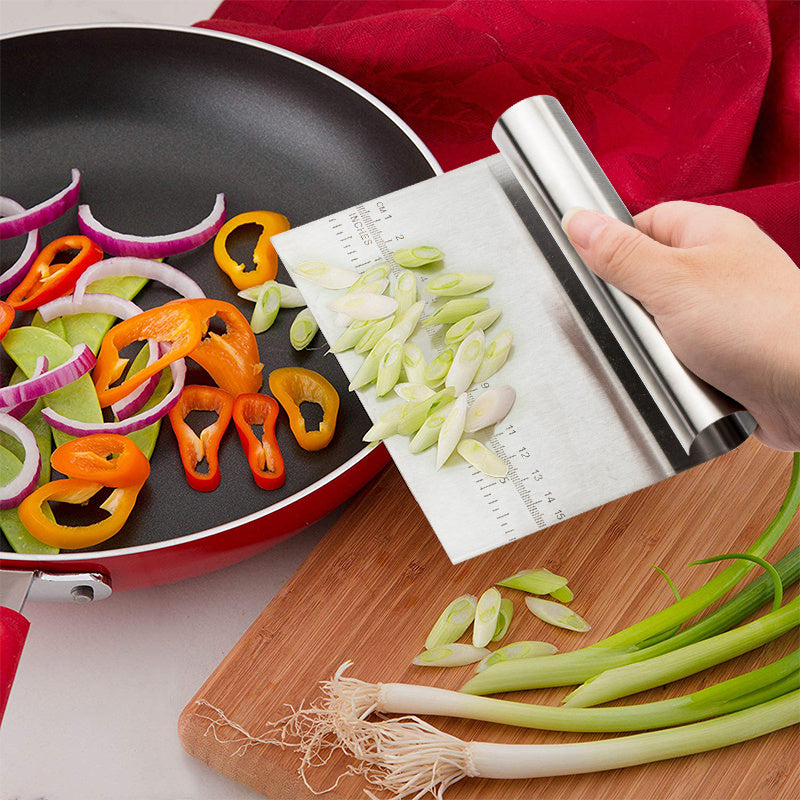 Stainless Steel Dough Scraper with Scale – Pastry, Pizza & Baking Tool