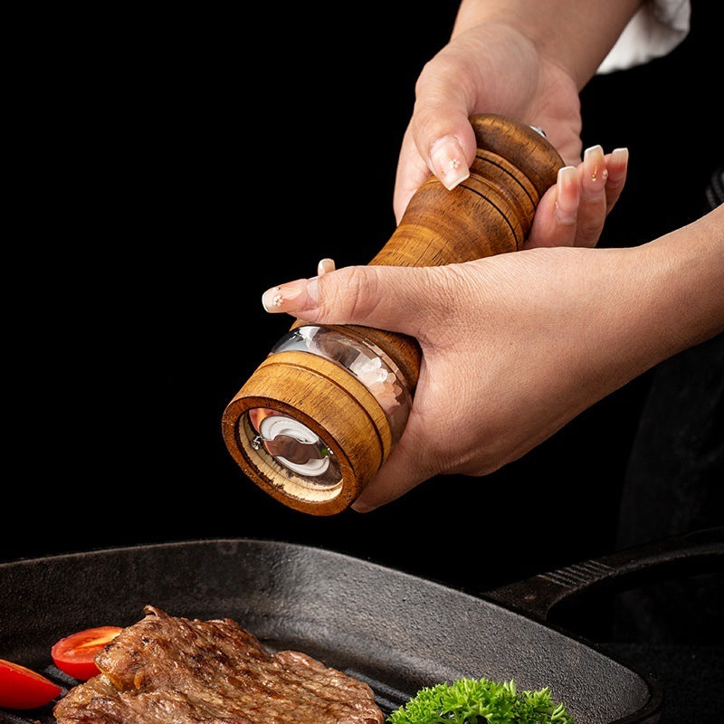 Rubber Wood Manual Pepper Grinder – Handheld Salt & Pepper Mill