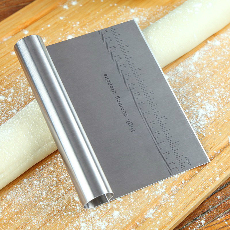 Stainless Steel Dough Scraper with Scale – Pastry, Pizza & Baking Tool