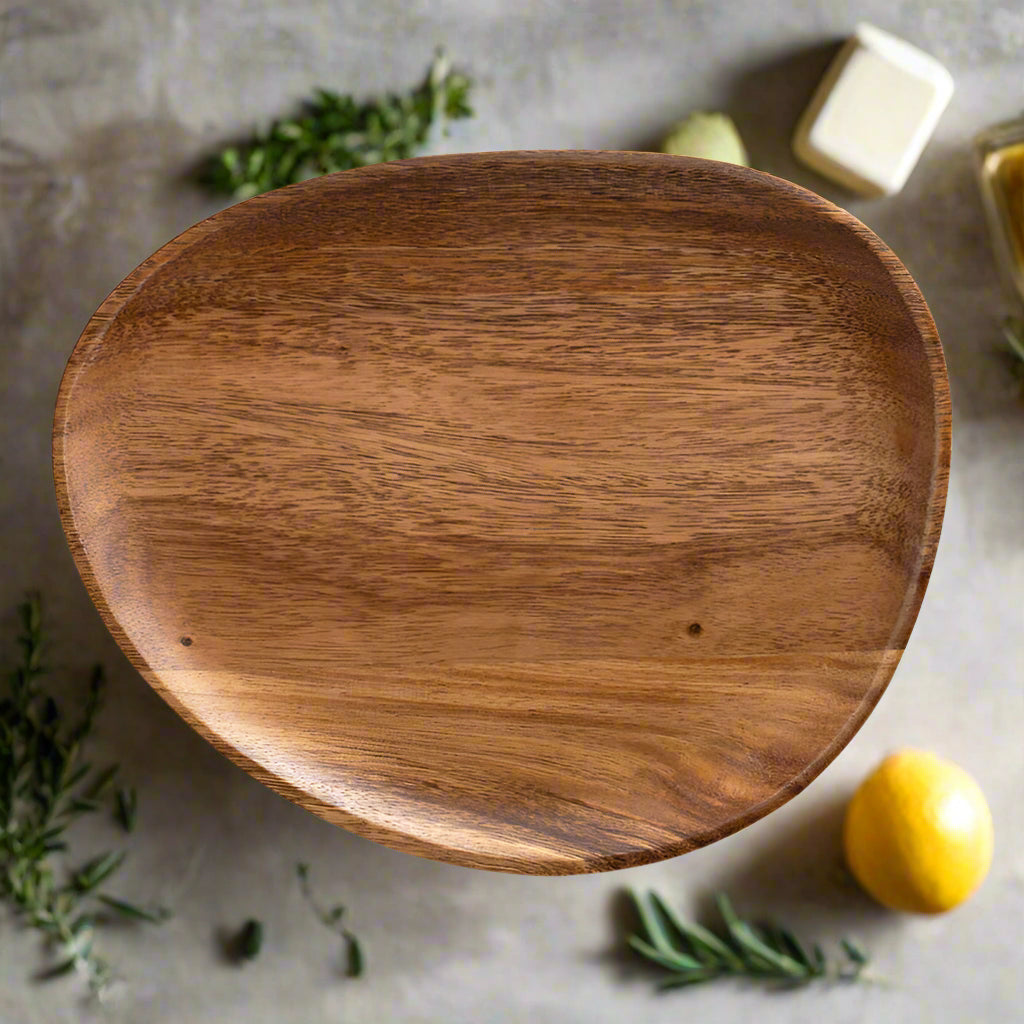 Acacia Wooden Tray – Irregular Dinner Plate, Cake Serving Tableware