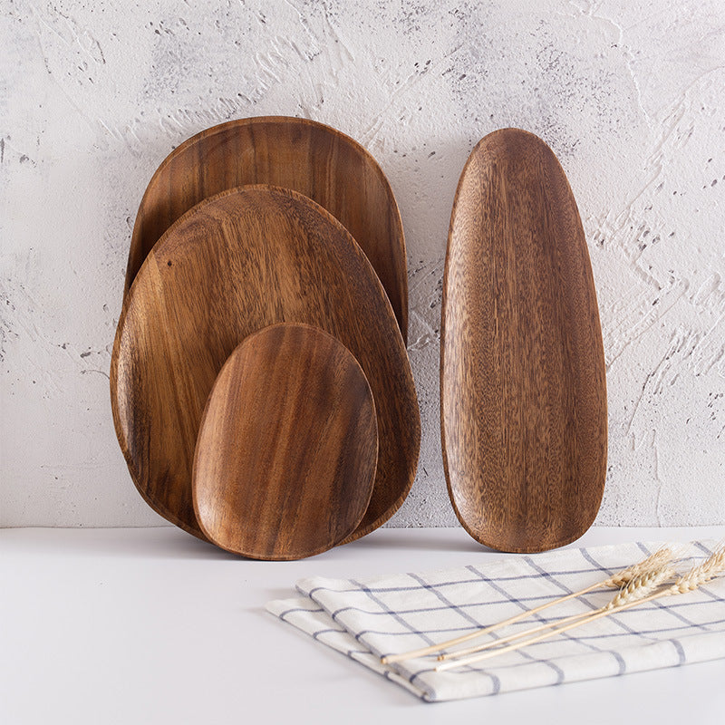 Acacia Wooden Tray – Irregular Dinner Plate, Cake Serving Tableware